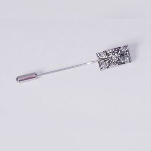 Art deco Silver diamond stick pin